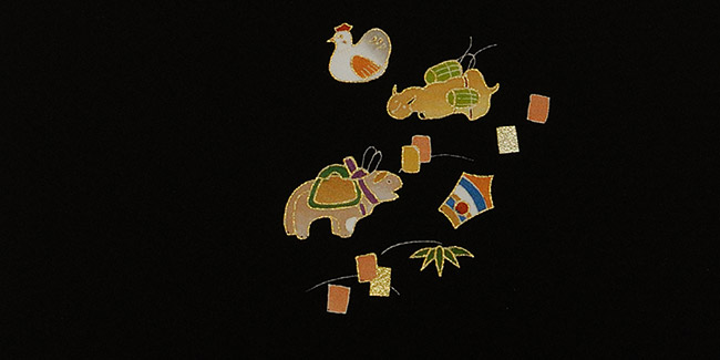 画像3：美術友禅山之内小紋 『おもちゃ』（ゴム糸目工程）伝統的工芸品京友禅