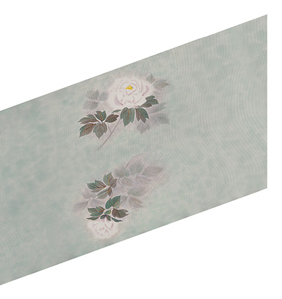 画像2：美術友禅山之内名古屋帯『牡丹』（濡れ描き工程）伝統的工芸品京友禅