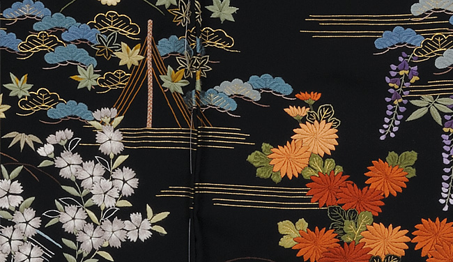画像3：美術友禅山之内訪問着『兼六』（日本刺繍工程）伝統的工芸品加賀繍